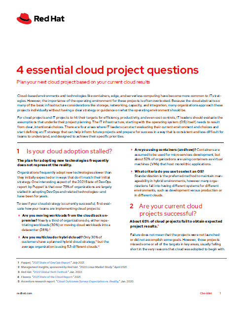 4 essential cloud project questions