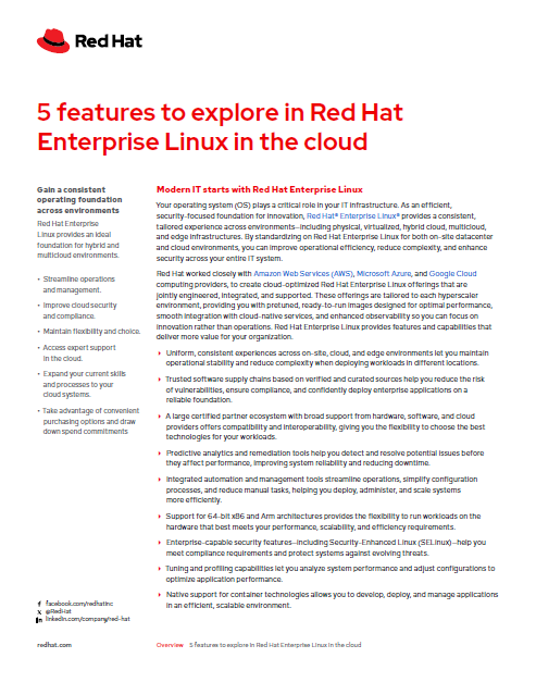 5 features to explore in Red Hat Enterprise Linux in the cloud